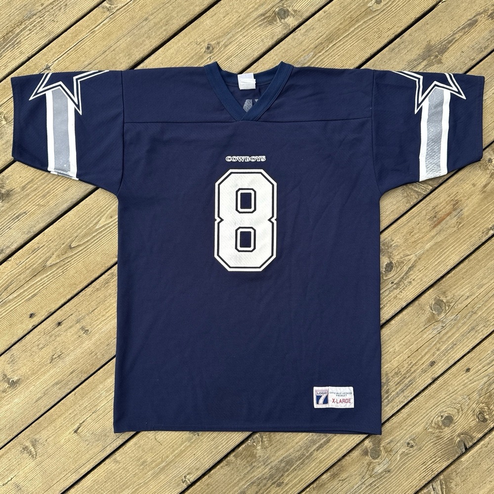 Vintage 90s Logo 7 Dallas Cowboys Troy Aikman #8 Jersey XL NFL Football